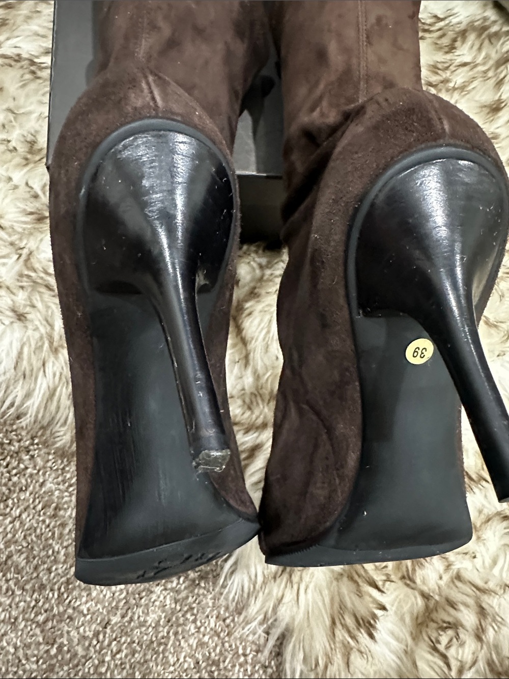 Dior Brown Suede Over-the-Knee Boots with Silver Logo Plate - Picture 6 of 9